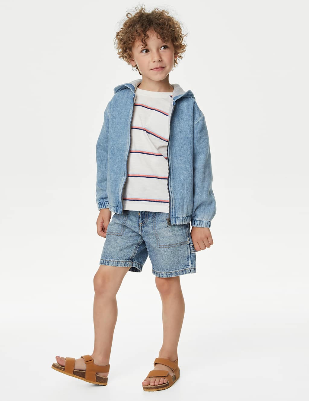 Denim Hooded Zip Jacket (2-8 Yrs) image 3