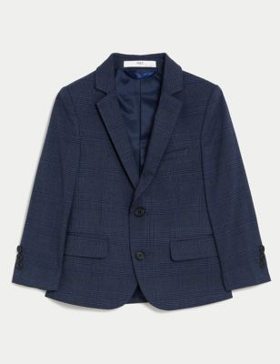 M&S Boys Checked Suit Jacket (2-8 Yrs) - 2-3 Y - Navy, Navy