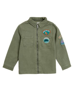 

Boys M&S Collection Pure Cotton Badge Shacket (2-7 Yrs) - Light Olive, Light Olive