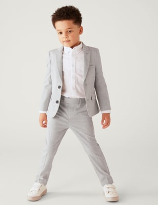 

Boys M&S Collection Checked Suit Jacket (2-8 Yrs) - Light Grey, Light Grey