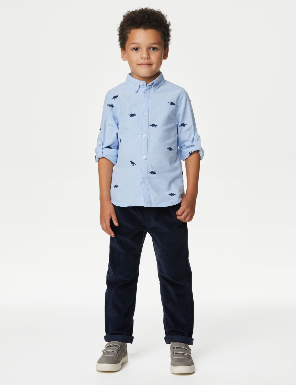 Pure Cotton Dino Embroidered Oxford Shirt (2-8 Yrs) image 3