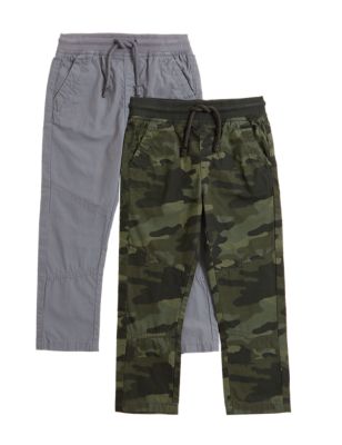 M&S Boys 2pk Pure Cotton Camouflage Ripstop Trousers (2-7 Yrs)