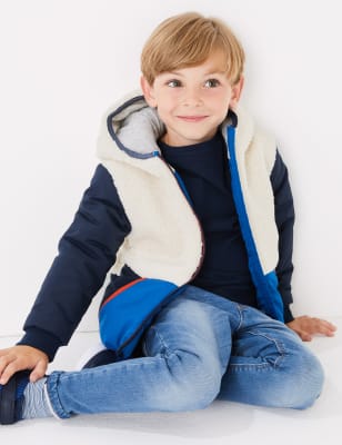 Manteau &agrave; capuche imitation peau de mouton (du 3&nbsp;mois au 7&nbsp;ans)