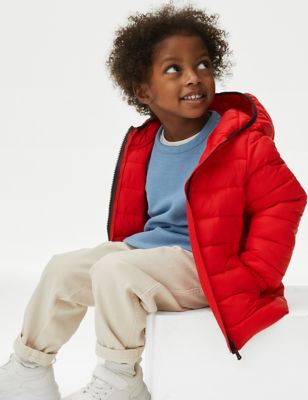 M&S Stormwear Lightweight Puffer Jacket (2-8 Yrs) - 3-4 Y - Red, Red,Indigo