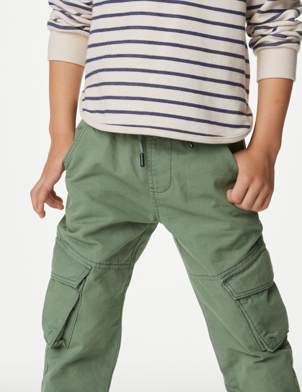 Pure Cotton Cargo Trousers (2-8 Yrs) image 3