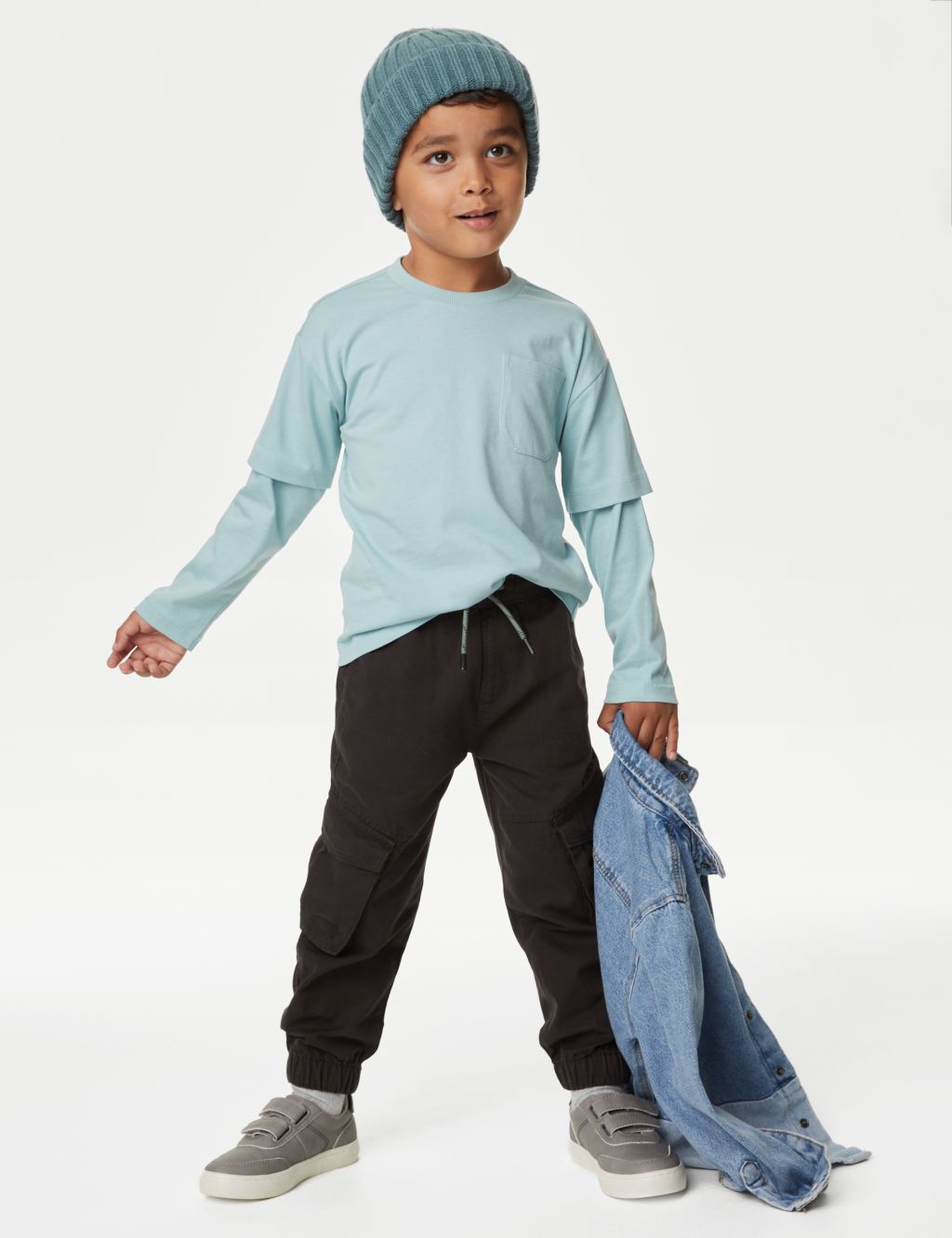 Pure Cotton Cargo Trousers (2-8 Yrs) image 1