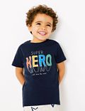 Cotton Super Hero Slogan T-Shirt (2-7 Yrs)