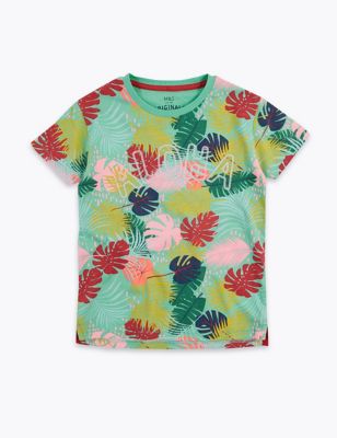 Cotton Palm Print T-Shirt (2-7 Yrs) | M&S