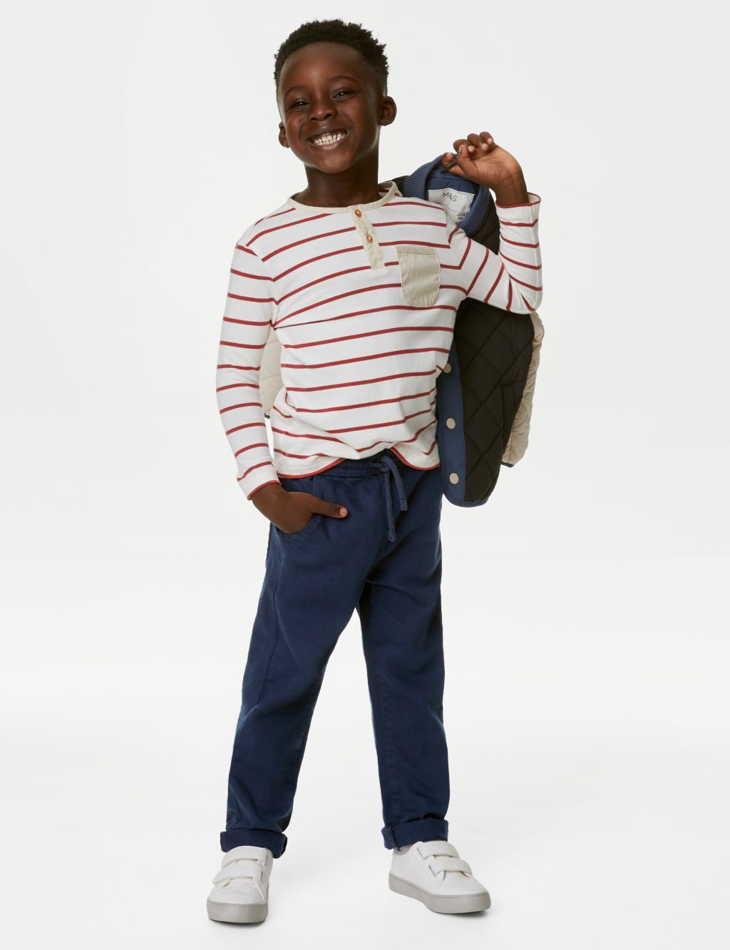Cotton Rich Relaxed Fit Trousers (2-8 Yrs) image 1