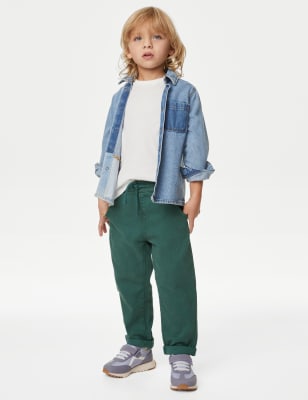 

Boys M&S Collection Cotton Rich Relaxed Fit Trousers (2-8 Yrs) - Green, Green