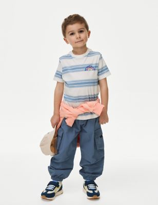 M&S Boy's Relaxed Parachute Trousers (2-8 Yrs) - 7-8 Y - Air Force Blue, Air Force Blue,Green