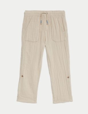 Pure Cotton Drawstring Trousers (2–8 Yrs)