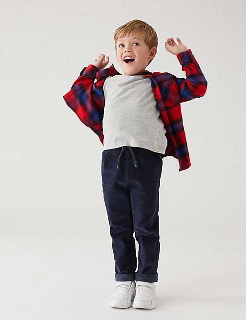 Marks And Spencer Boys M&S Collection Cotton Rich Cord Trousers (2-7 Yrs) - Navy, Navy