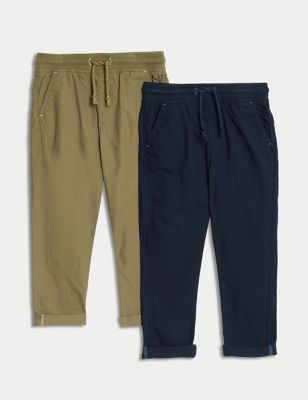 2pk Cotton Rich Trousers (2-8 Yrs)