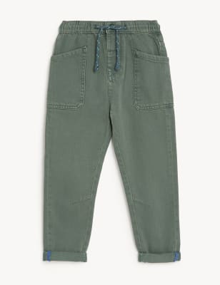 

Boys M&S Collection Cotton Rich Cargo Trousers (2 - 8 Yrs) - Dark Sage, Dark Sage