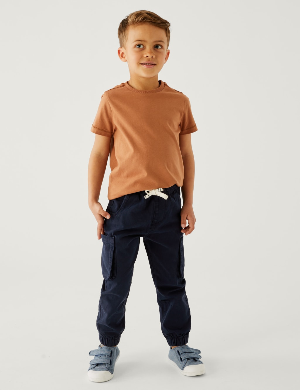Pure Cotton Cargo Trousers (2-8 Yrs) image 2