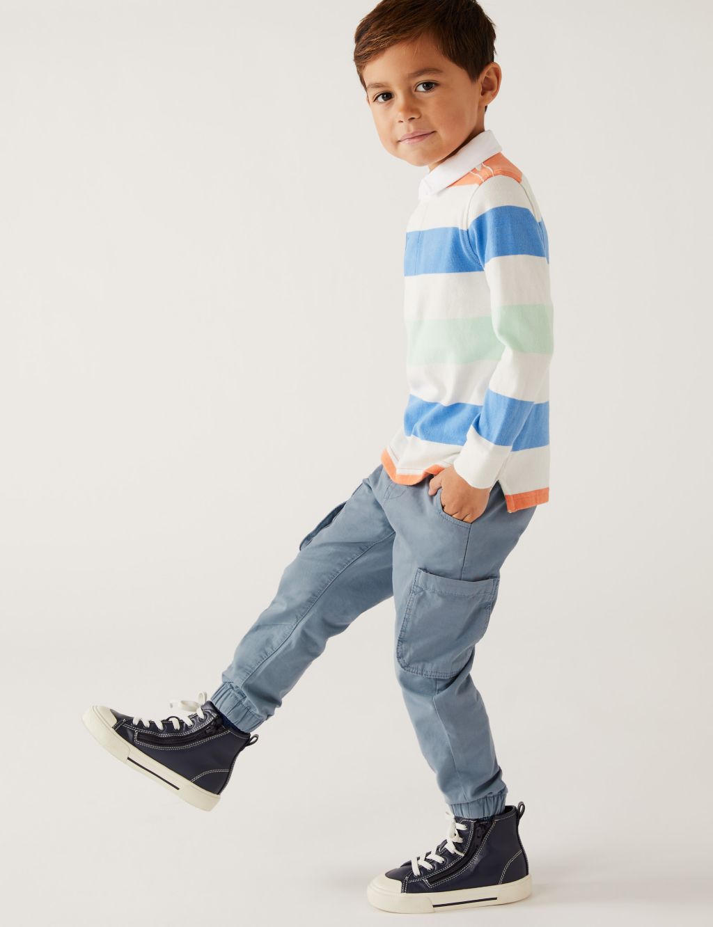 Pure Cotton Cargo Trousers (2-8 Yrs) image 1