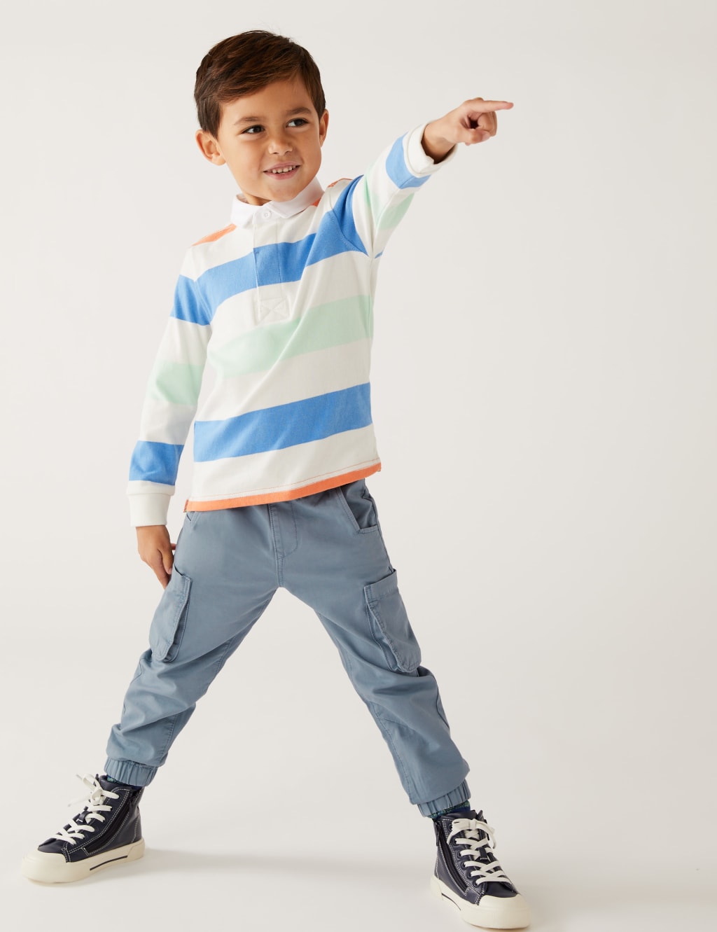 Pure Cotton Cargo Trousers (2-8 Yrs) image 2