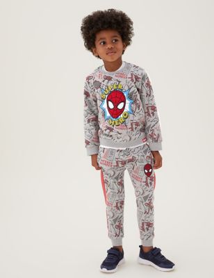 

Boys M&S Collection Cotton Rich Spider-Man™ Joggers (2-7 Yrs) - Grey Mix, Grey Mix