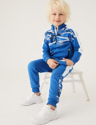 

Boys M&S Collection Cotton Rich Camouflage Stripe Joggers (2-7 Yrs) - Blue Mix, Blue Mix