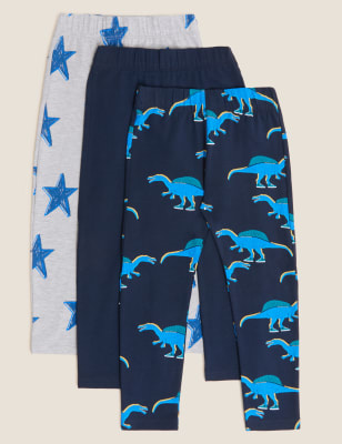 

Boys M&S Collection 3pk Cotton Rich Printed Leggings (2-7 Yrs) - Navy, Navy