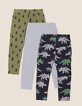 Lot de 3&nbsp;leggings en coton à imprimé dinosaure (du 2 au 7&nbsp;ans)
