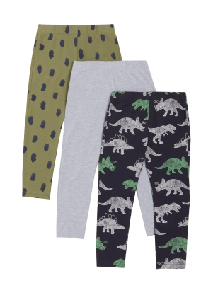 

Boys M&S Collection 3pk Cotton Rich Dino Print Leggings (2-7 Yrs) - Multi, Multi