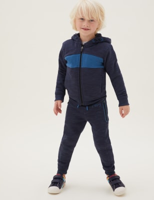 

M&S Collection Pantalón deportivo de algodón con texto 'Good Mood' (2-7 años) - Navy Mix, Navy Mix