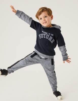 

M&S Collection Jogginghose mit hohem Baumwollanteil und Seitenstreifen (2-7 Jahre) - Black, Black