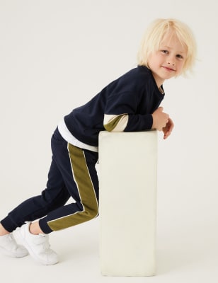 

M&S Collection Pantalón deportivo de rayas laterales de algodón (2-7 años) - Navy, Navy
