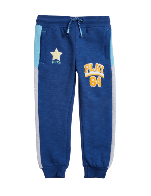 

M&S Collection Jogginghose mit hohem Baumwollanteil und Sternstickerei (2-7 J.) - Blue Mix, Blue Mix