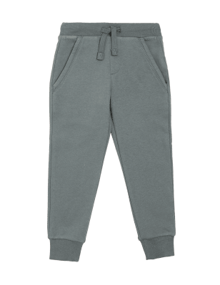 

M&S Collection Pantalón deportivo con cordón ajustable de algodón (2-7 años) - Dark Sage, Dark Sage