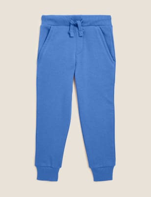 

M&S Collection Pantalón deportivo con cordón ajustable de algodón (2-7 años) - Mid Blue, Mid Blue