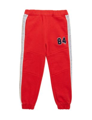 Boys M&S Collection Cotton Rich Side Stripe Joggers (2-7 Yrs) - Red