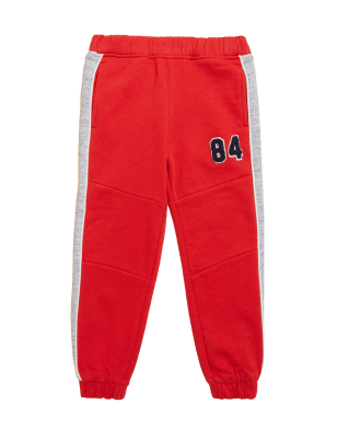 Boys M&S Collection Cotton Rich Side Stripe Joggers (2-7 Yrs) - Red