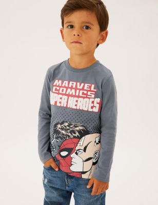 

Boys M&S Collection Pure Cotton Marvel™ Top (2-7 Yrs) - Grey, Grey