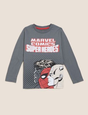 M&S Boys Pure Cotton Marvel  Top (2-7 Yrs)