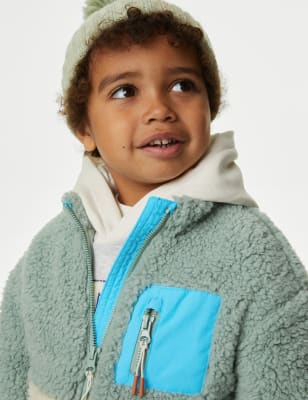 

Boys M&S Collection Borg Colour Block Jacket (2-8 Yrs) - Green Mix, Green Mix