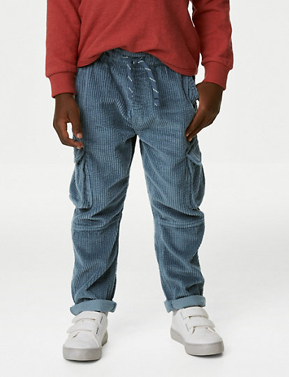 Pure Cotton Cord Cargo Trousers (2-8 Yrs)