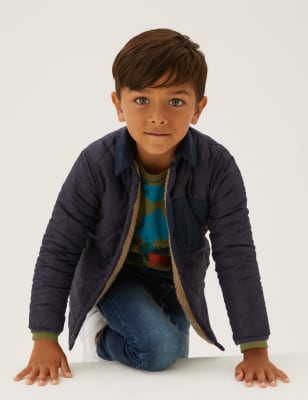 

Boys M&S Collection Borg Quilted Reversible Jacket (2-7 Yrs) - Navy Mix, Navy Mix