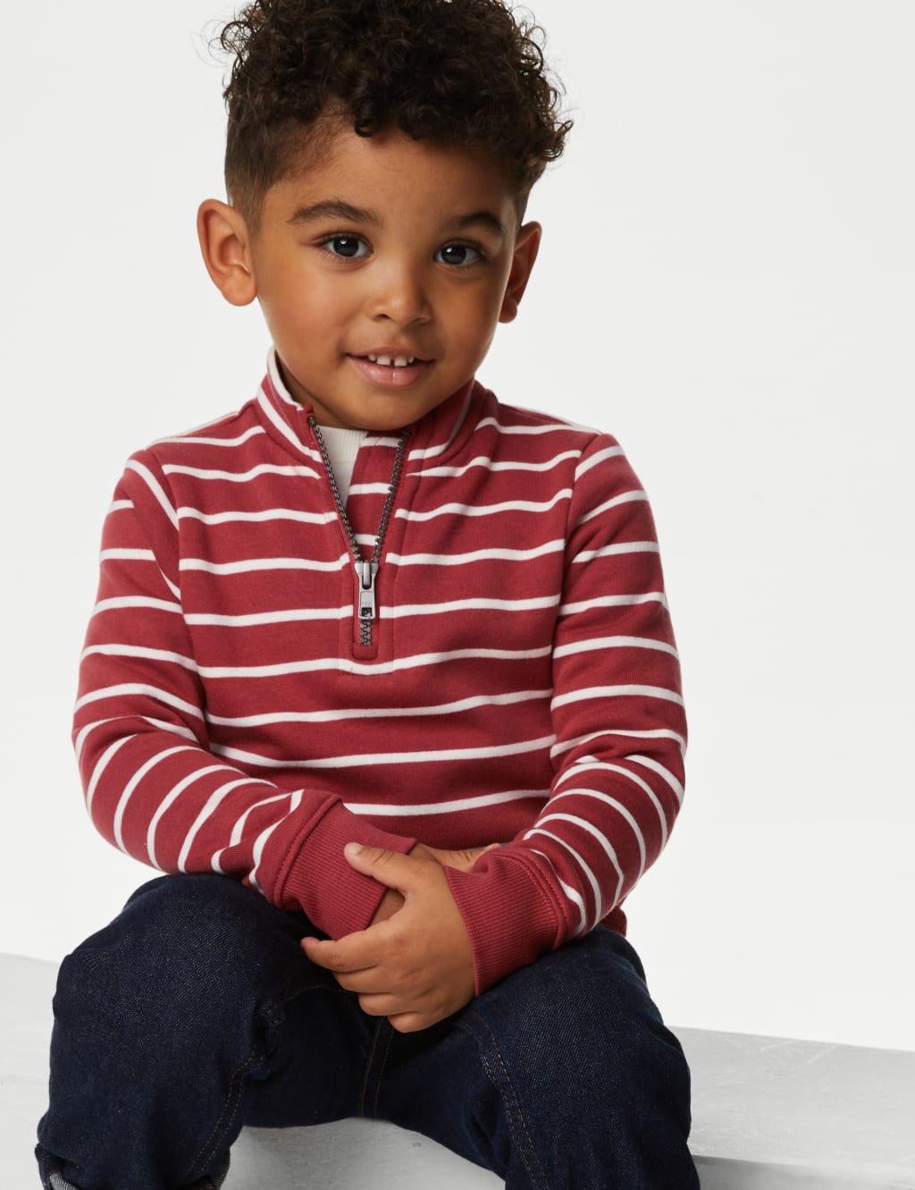 Cotton Rich Half Zip Sweatshirt (2-8 Yrs) image 1