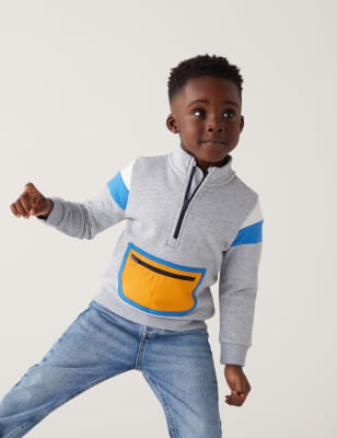 

Boys M&S Collection Cotton Rich Half Zip Sweatshirt (2-8 Yrs) - Grey Mix, Grey Mix