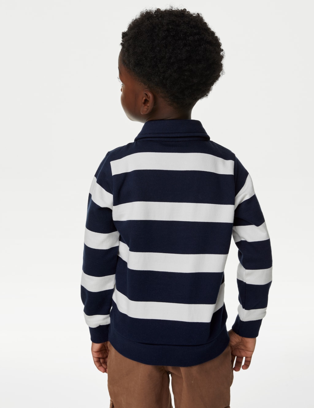 Cotton Rich Half Zip Striped Sweatshirt (2-8 Yrs) image 4