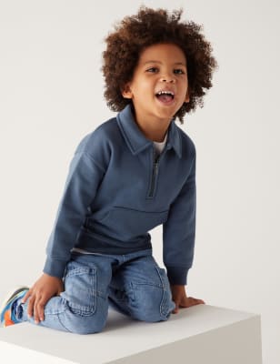 

Boys M&S Collection Cotton Rich Half Zip Sweatshirt (2-8 Yrs) - Air Force Blue, Air Force Blue