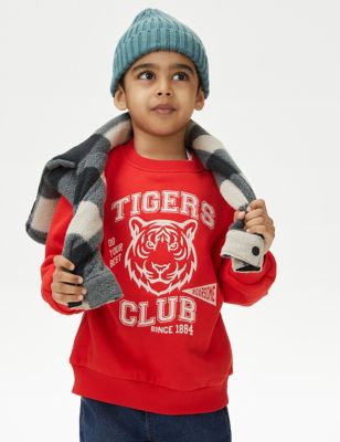 

Boys M&S Collection Cotton Rich Tiger Sweatshirt (2-8 Yrs) - Red, Red