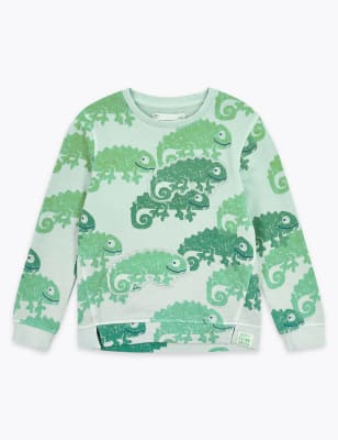 Cotton Chameleon Print Sweatshirt (2-7 Years) | M&S