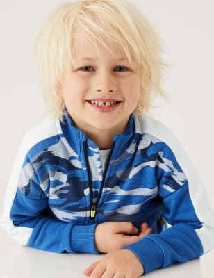 

M&S Collection Sweatshirt mit hohem Baumwollanteil und Camouflagemuster (2-7 J.) - Blue Mix, Blue Mix