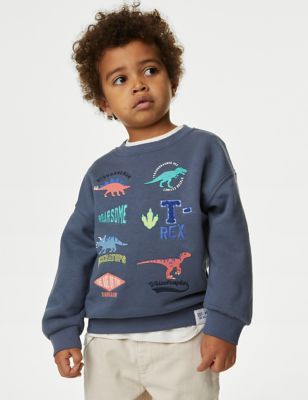 

Boys M&S Collection Cotton Rich Dinosaur Sweatshirt (2-8 Yrs) - Light Blue, Light Blue