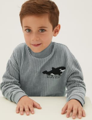 

Boys M&S Collection Velour Cotton Rich Whale Sweatshirt (2-7 Yrs) - Pewter, Pewter