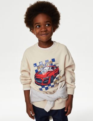 Cotton Rich Car Graphic Sweatshirt (2-8 Yrs) - BE